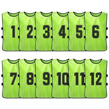 Imagem de Qudai 12 PCS Adultos Futebol Pinnies Secagem Rápida Football Team Jerseys Esportes Juvenis Scrimmage Time de Futebol Treino Babadores numerados Prática Colete esportivo