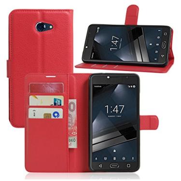 Imagem de Vodafone smart uitra 7, capa carteira flip de couro PU premium com compartimento para cartão, suporte e fecho magnético [capa interior à prova de choque de TPU] Compatível com Vodafone smart uitra 7