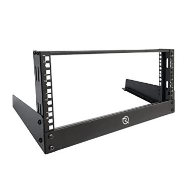 Imagem de RIVECO Rack de rede 4U Desktop 48 cm 2 pinos prateleira de estrutura aberta com feixe reforçado, suportes de mesa de pé livres para equipamento AV de som de servidor de TI