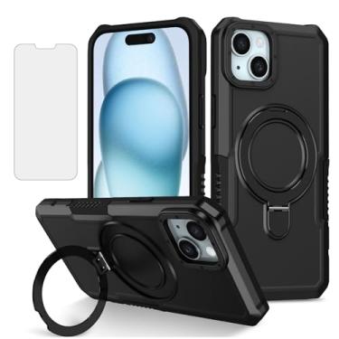 Imagem de Dibosom Capa de telefone para iPhone 13 de 6,1 polegadas com protetor de tela de vidro temperado, anel de metal TPU, proteção celular fina e fina para celular para iPhone 13 5G i i-Phone i13 iPhone13