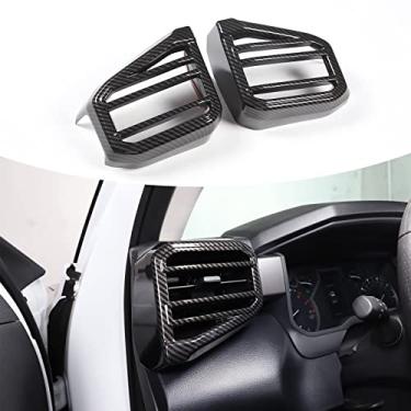 Imagem de LLKUANG Apto para Toyot*a Tundra 2022 painel central painel painel moldura de ventilação lateral para Toyot*a Sequoia 2023 ABS tampa de acabamento de saída de ar - 2 peças (padrão de fibra de carbono)