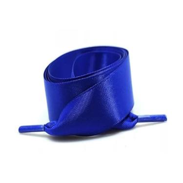 Imagem de Width Silk Satin Shoelaces Ribbon Shoe Laces Boots Women Sneakers ShoeLace (Color : Dark blue, Size : 120cm)
