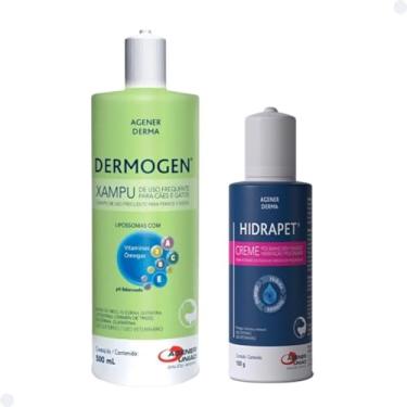 Imagem de Kit Shampoo Dermogen 500ml e Hidrapet Creme 100ml Agener para Cães e Gatos