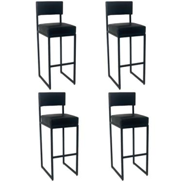 Imagem de Kit 4 Banqueta em aço carbono e assento estofado confortavel para Balcão Churrasqueira Bar Cozinha e Restaurante ALUMINIUM DECOR TECNOFOIL