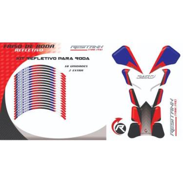Imagem de Kit Friso E Tank Pad Cbr250 Cc Tricolor - Resitank, Branco