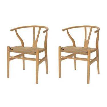Imagem de Kit 2 Cadeiras Tivoli Valentina Wishbone Fratini Madeira Clara Assento