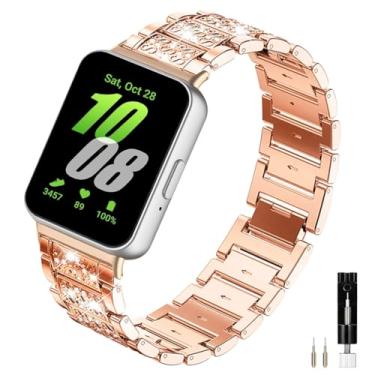 Imagem de Sankel Pulseira de relógio feminina compatível com Samsung Galaxy Fit 3, pulseira de substituição para Galaxy Fit3 SM-R390 Smartwatch Galaxy Fit3 SM-R390 (ouro rosa)