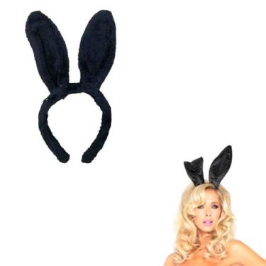 Imagem de Tiara Arco Orelhas De Coelho Preto Fantasia Carnaval Páscoa - GabiJovi