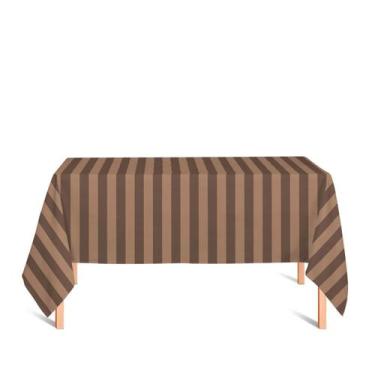 Imagem de Toalha de Mesa Retangular em Tecido Jacquard Marrom Antigo Listrado Tr