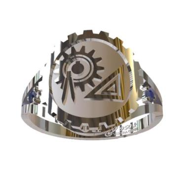 Imagem de Anel De Formatura De Engenharia de Produção Em Prata 950k - Vieira Cru