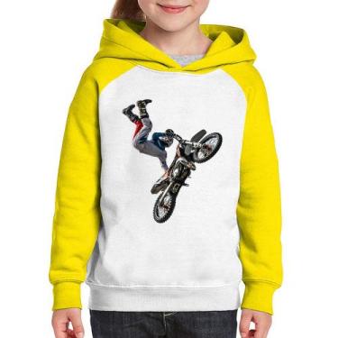 Imagem de Moletom Infantil Motocross Freestyle Trick - Foca na Moda, Branco, Ama