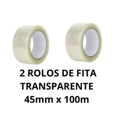 Imagem de FITA ADESIVA PARA EMBALAGEM TRANSPARENTE 45mm x 100 m COM 2 - FITAS AD