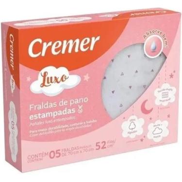 Imagem de Fralda De Pano Luxo Estampa 70x70 Menina Caixa C/ 5 - Cremer