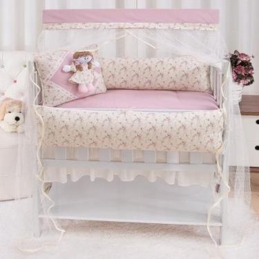 Imagem de Kit Mini Berço 10pçs Menino 100% Algodão Duas Lateral Menina - ENXOVAI