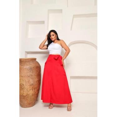 Imagem de Saia longa evasê moda evangélica - Vilma Valentti, Vermelho