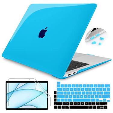 Imagem de Teryeefi Capa para MacBook Pro 2022 2021 2020 33.0 cm M1 M2 A2338 A2289 A2251 A2159 A1989 A1706 com Touch Bar versão 2016-2019, capa rígida de cristal plástico e película de teclado, azul celeste