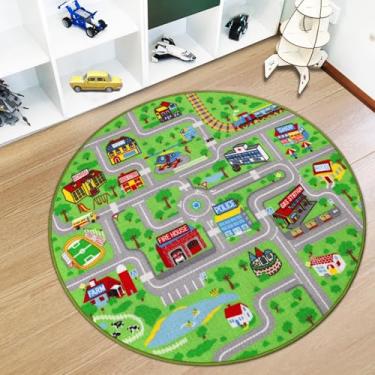 Imagem de Capslpad Tapete infantil educativo para brincar com 1,2 m x 10 cm, tapete de carro para crianças, para sala de jogos, sala de estar, berçário, decoração de quarto, verde