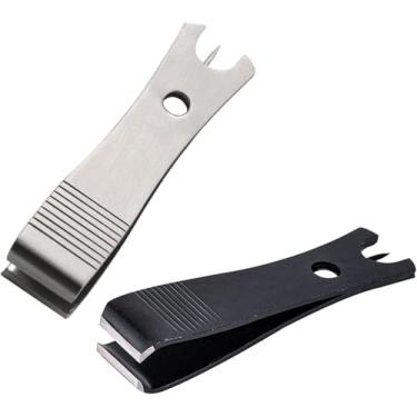 Imagem de 2 peças de pinça de cortador de linha de pesca com pino de limpeza de olhal de gancho de aço inoxidável, ferramenta de corte, alicate de cortador de linha de pesca com pino de limpeza de olhal de