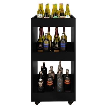 Imagem de Adega Bar Multiuso Seul com Rodízios Preto - Mpozenato