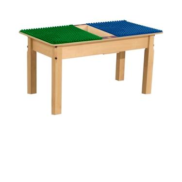 Imagem de Contender Madeira compensada de bétula retangular para crianças, compatível com mesa dupla de 89 cm L x 39,4 cm P com pernas de bordo de 40,6 cm de comprimento e uma calha, mesa de atividades