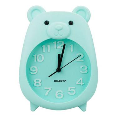 Imagem de Relógio Despertador Quarto Infantil Menino Urso Verde - 18cm - MEFENG