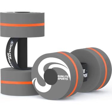 Imagem de Sunlite Sports Halteres para exercícios de piscina, equipamentos aeróbicos aquáticos, halteres de espuma EVA de alta densidade com tira de alça, terapia aquática, fitness na piscina, exercício