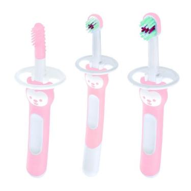 Imagem de Escova Mam Brushes Trio Bebê 3+ Meses Rosa