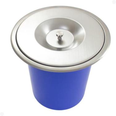 Imagem de Lixeira de embutir redonda pia cozinha aço escovado 5 litros inox - Me