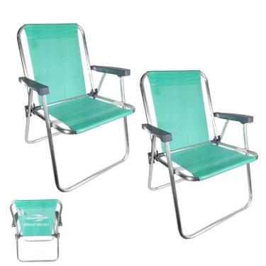 Imagem de Kit 2 Cadeira de Praia Alta Alumínio Lazy Sannet Verde Mormaii - 023568 Belfix