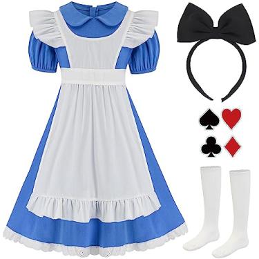 Imagem de HMPRT Fantasia de Halloween para meninas, vestido de princesa Bule Peter Pan, avental branco e faixa de cabeça preta - 6