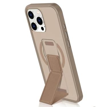 Imagem de LYJSMGZ Capa fina agnética para iPhone 16 Pro Max/16 Pro/16 Plus/16, capa de telefone transparente à prova de choque com alça de dedo suporta sucção magnética de veículo, laranja, 16