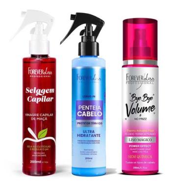 Imagem de Kit Vinagre de Maça, Penteia Cabelo e Bye Bye Forever Liss - Forever L