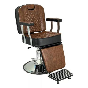 Imagem de Poltrona Cadeira Reclinável Braço Cromado Marrom com Preto - Moveis e 