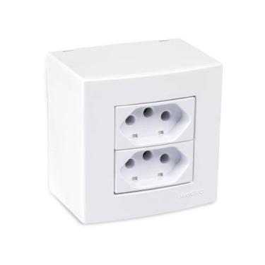 Imagem de Conj Caixa Sobrepor 2 Tomadas 20A 75x75 BR Sleek MarGirius, Branco