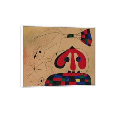 Imagem de Joan Miró Imagem de arte de parede em tela - reprodução de impressões de arte famosas abstratas - pinturas com moldura branca para decoração de sala de estar (horizonte) 70 x 85 cm - 27 x 33 pol