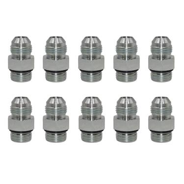Imagem de Pacote com 10 1/5.1 cm JIC 37 macho x #8 SAE/ORB macho tubo de aço adaptador hidráulico conector de tubo de encaixe de tubo alargado L-6400-08-08