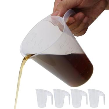 Imagem de EIKS Copos medidores de plástico com bico e escala de medição para cozinhar, cozinhar, misturar e medir (500 ml x 4)