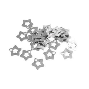Imagem de 30 Amuletos de Estrela de Cinco Pontas em Aço Inoxidável - Para Criar 
