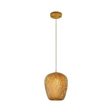 Imagem de Luminária Pendente de Bambu e Rattan - Design Manual Trançado para Sal