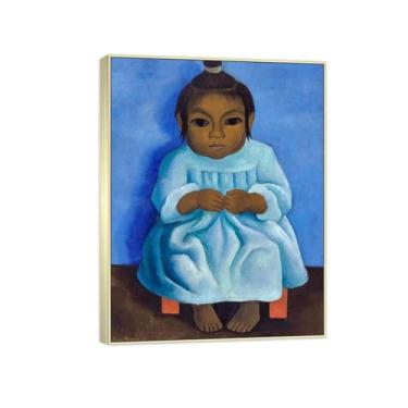 Imagem de MUHJDYC Diego Rivera Famosa Imagem em Tela - Impressões de Arte de Parede - Menina - Quadro Prateado Pintura de Arte para Sala de Estar Quarto Decoração de Casa 20x25cm-8x10in