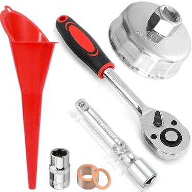 Imagem de RUNEWAX Conjunto de ferramentas de remoção de filtro de óleo para Honda Accord Civic CRV Pilot Odyssey Insight CRZ, chave catraca + funil de junta de soquete de drenagem de óleo