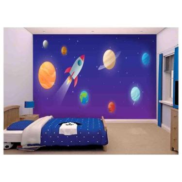 Imagem de Papel De Parede Infantil Planetas Foguete Lua Azs195 - Você Decora