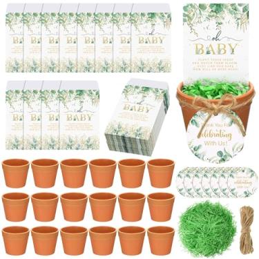 Imagem de Ctosree 24 conjuntos de lembrancinhas de festa de chá de bebê verde sálvia para convidados de eucalipto incluem pacotes de sementes autoadesivos, etiquetas de agradecimento, cordas de cânhamo e ráfia