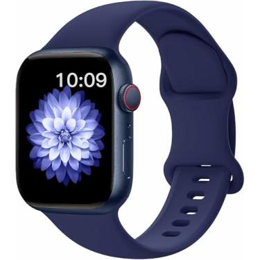 Imagem de Pulseiras de silicone compatíveis com Apple Watch séries 10, 9, 8, SE, 7, 6, 5, 4, 3, 2 e 6 de 38 mm, 40 mm, 41 mm, 42 mm, 45 mm, 46 mm, 49 mm, ultra e mais