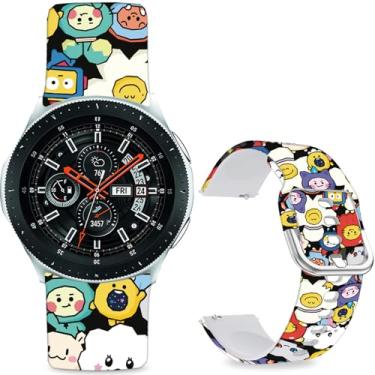 Imagem de Sjiangqiao Pulseiras estampadas com padrão compatíveis com Samsung Galaxy Watch de 46 mm/Watch 3 de 45 mm/Gear S3 Frontier/Classic/Pebble Time/V, pulseira de silicone de 22 mm para homens e mulheres