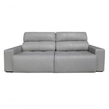 Imagem de Sofá Retrátil E Reclinável De Couro Atami 2,50 M Grizzy - Mempra Design