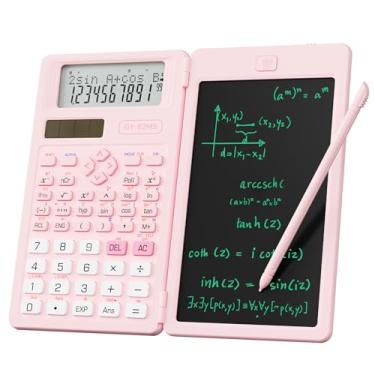 Imagem de Linda calculadora científica para meninas, estudantes, calculadora científica dobrável 82 MS com bloco de notas material escolar do ensino fundamental e médio, rosa