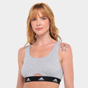 Imagem de Top Adidas Decote Cavado Feminino, Cinza, G