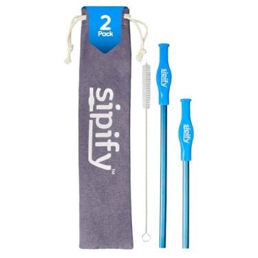 Imagem de Proteja os dentes de manchas de café e chá – Canudos reutilizáveis que limitam o fluxo para bebidas quentes da Sipify – Canudos de aço inoxidável com capa de silicone arejados para proteger contra queimaduras – podem ser lavados na lava-louças – Pacote com 2