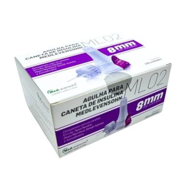 Imagem de Agulha para Caneta de Insulina 31G 8mm 0,25mm MedLevensohn – Estéril, Bisel Ultrafino Trifacetado, Conforto e Precisão, Compatível com Todas as Canetas, Caixa com 100 Unidades